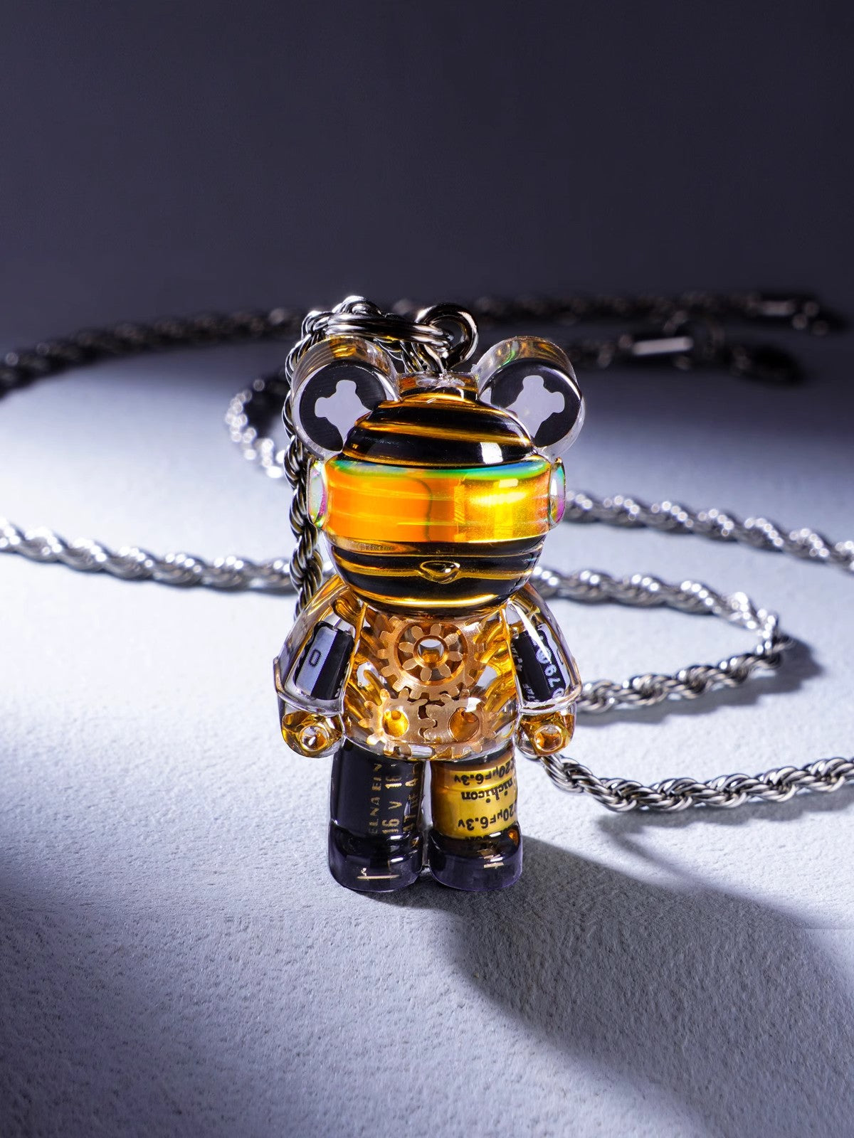 Cyberpunk Bear Necklace | Playful Futuristic Pendant Jewelry