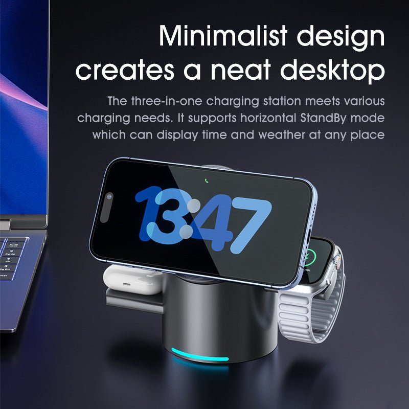 3 - in - 1 Wireless Charger – Charge iPhone, iWatch & AirPods Simultaneously - Cyberpunk Style