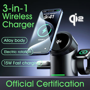 3 - in - 1 Wireless Charger – Charge iPhone, iWatch & AirPods Simultaneously - Cyberpunk Style