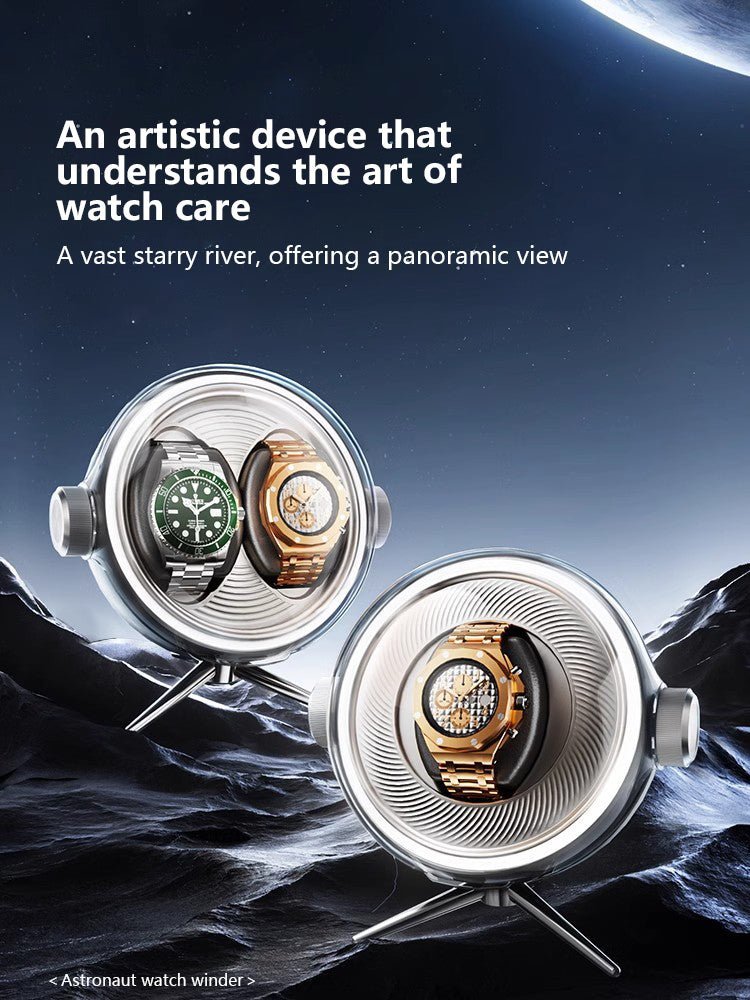 Astronaut Watch Winder – Quiet Operation, Breathing Light, Futuristic Design - Cyberpunk Style