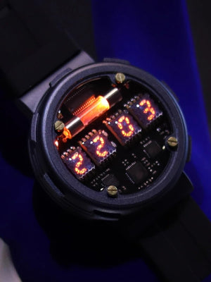 Customizable Nixie Tube Watch with Wireless Charging, Cyberpunk Style - Cyberpunk Style