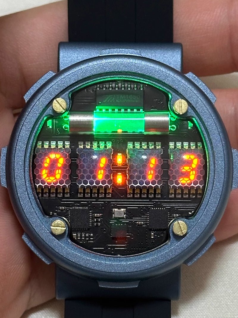 Customizable Nixie Tube Watch with Wireless Charging, Cyberpunk Style - Cyberpunk Style