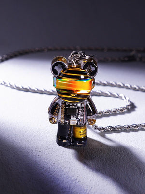 Cyberpunk Bear Necklace | Playful Futuristic Pendant Jewelry - Cyberpunk Style