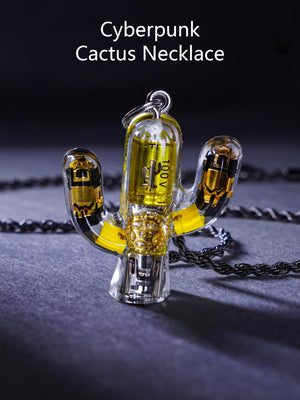 Cyberpunk Cactus Pendant – Bold Gear and Circuit Design in Vibrant Colors - Cyberpunk Style