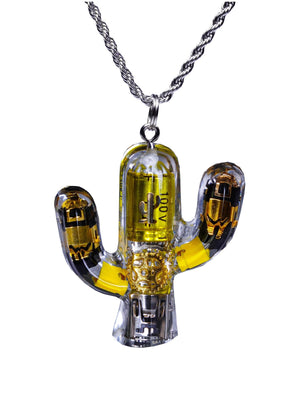 Cyberpunk Cactus Pendant – Bold Gear and Circuit Design in Vibrant Colors - Cyberpunk Style