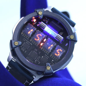 Cyberpunk Nixie Tube Watches with Wireless Charging & Custom Engraving - Cyberpunk Style