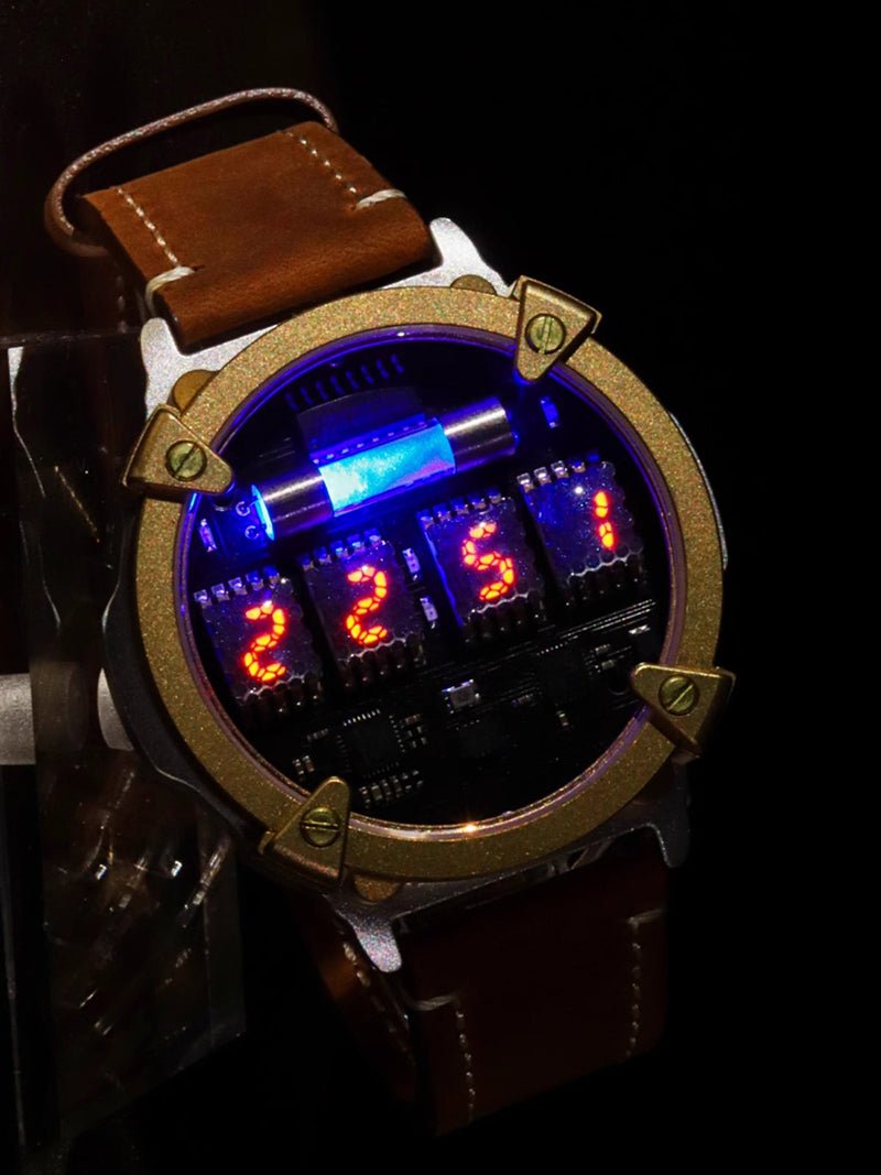 Cyberpunk Nixie Tube Watches with Wireless Charging & Custom Engraving - Cyberpunk Style