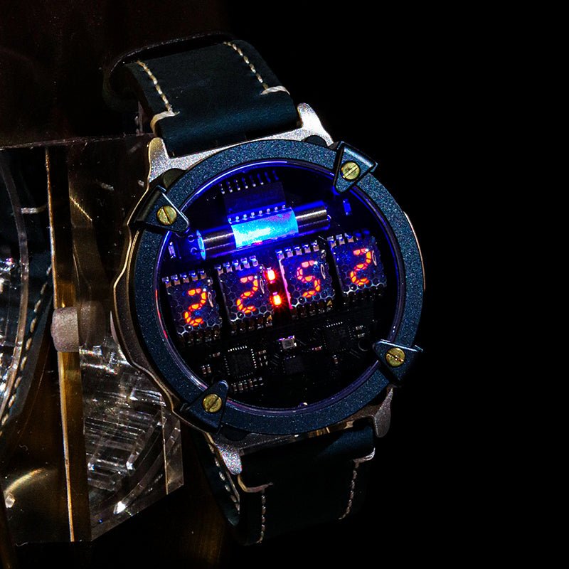 Cyberpunk Nixie Tube Watches with Wireless Charging & Custom Engraving - Cyberpunk Style