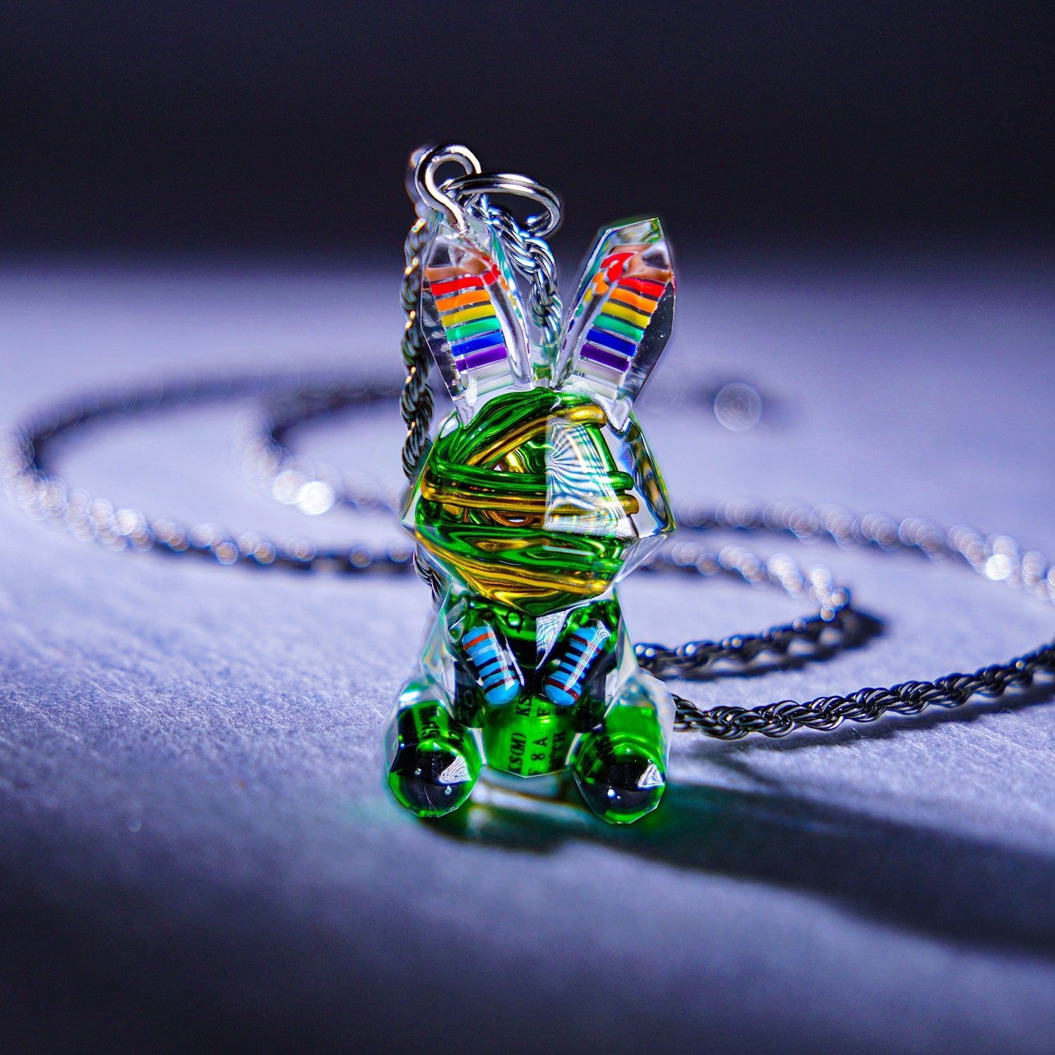 Cyberpunk Rabbit Pendant – Vibrant Circuit Board Art Jewelry - Cyberpunk Style