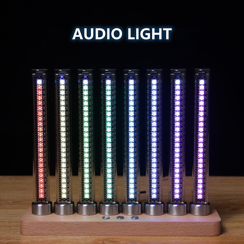 Cyberpunk RGB Audio Spectrum Light, Stainless Steel & Wood, Music Reactive - Cyberpunk Style