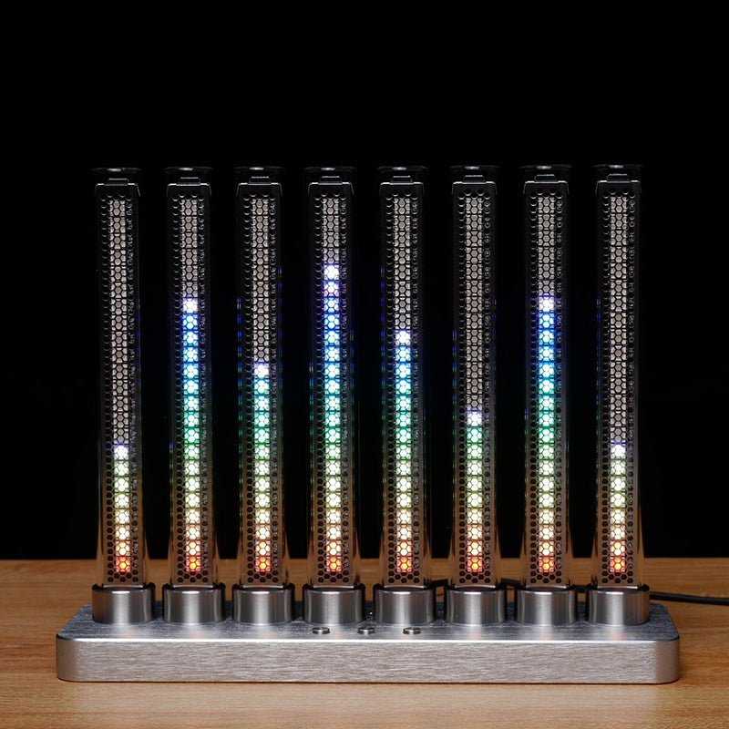 Cyberpunk RGB Audio Spectrum Light, Stainless Steel & Wood, Music Reactive - Cyberpunk Style