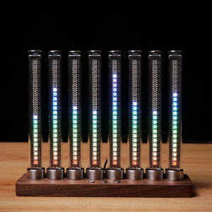 Cyberpunk RGB Audio Spectrum Light, Stainless Steel & Wood, Music Reactive - Cyberpunk Style