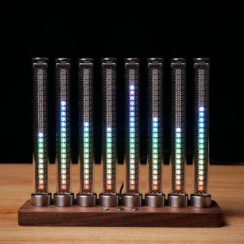 Cyberpunk RGB Audio Spectrum Light, Stainless Steel & Wood, Music Reactive - Cyberpunk Style