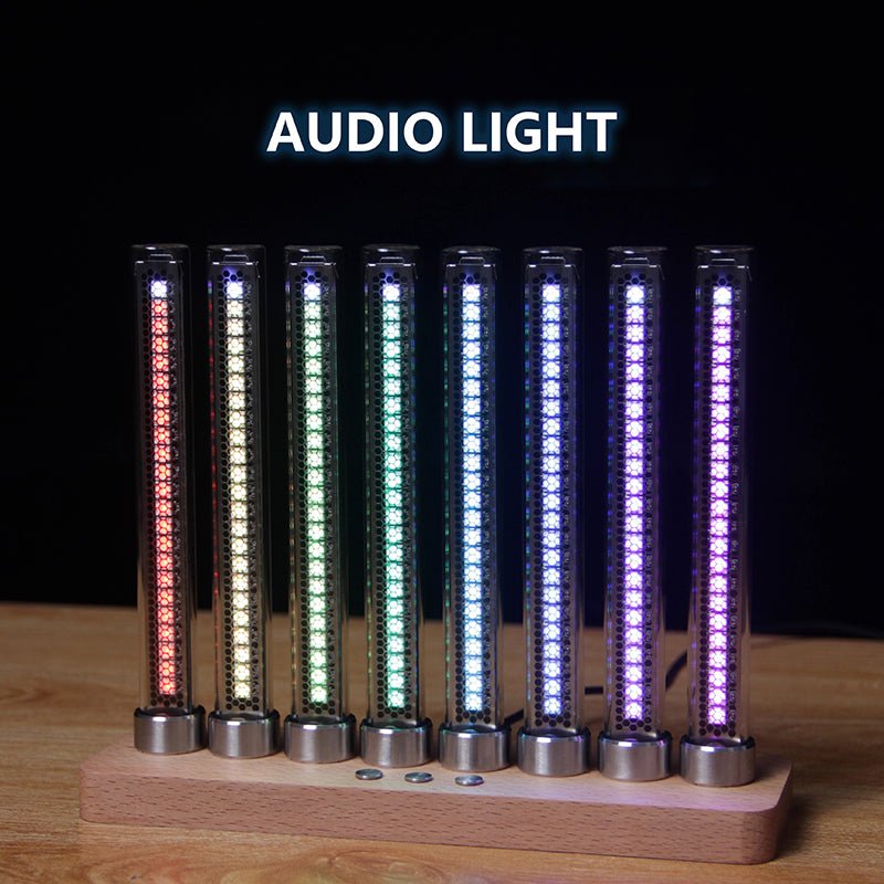 Cyberpunk RGB Audio Spectrum Light, Stainless Steel & Wood, Music Reactive - Cyberpunk Style