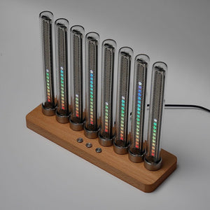 Cyberpunk RGB Audio Spectrum Light, Stainless Steel & Wood, Music Reactive - Cyberpunk Style