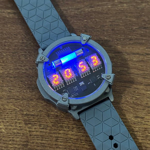 Cyberpunk Style Nixie Tube Watch, Titanium Alloy, Wireless Charging - Cyberpunk Style