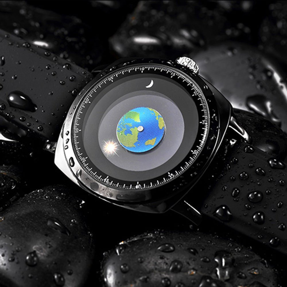 Earth Quartz Watch – Earth Dial, Solar Hour Hand, Moon Minute Hand, Futuristic Design - Cyberpunk Style