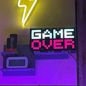 GAME OVER & LEVEL UP Pixel Lights – Cyberpunk Room Decor for Gaming - Cyberpunk Style