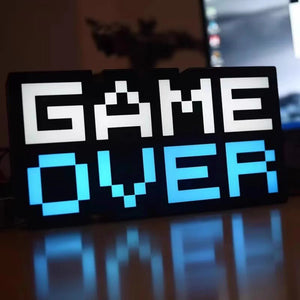 GAME OVER & LEVEL UP Pixel Lights – Cyberpunk Room Decor for Gaming - Cyberpunk Style