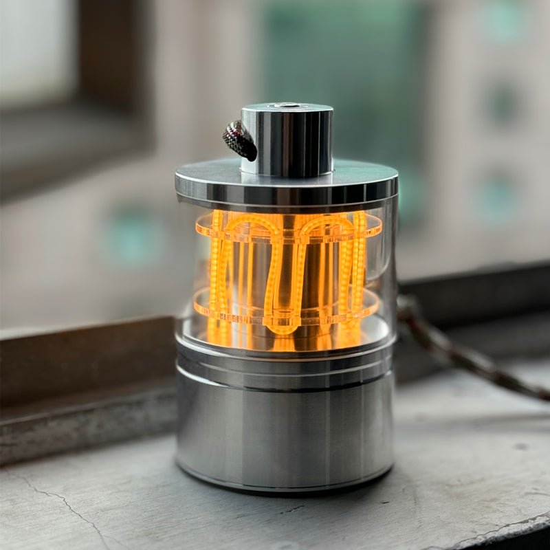 Heartbeat Camping Lamp – Stainless Steel & Acrylic, Cyberpunk Style - Cyberpunk Style