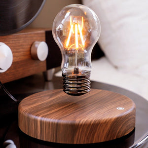 Magnetic Levitation Light Bulb – Rotating, Cyberpunk Style, Wooden Base - Cyberpunk Style