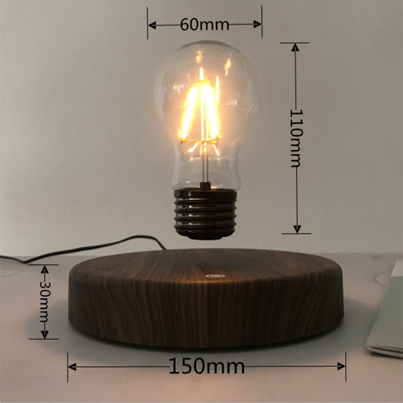 Magnetic Levitation Light Bulb – Rotating, Cyberpunk Style, Wooden Base - Cyberpunk Style