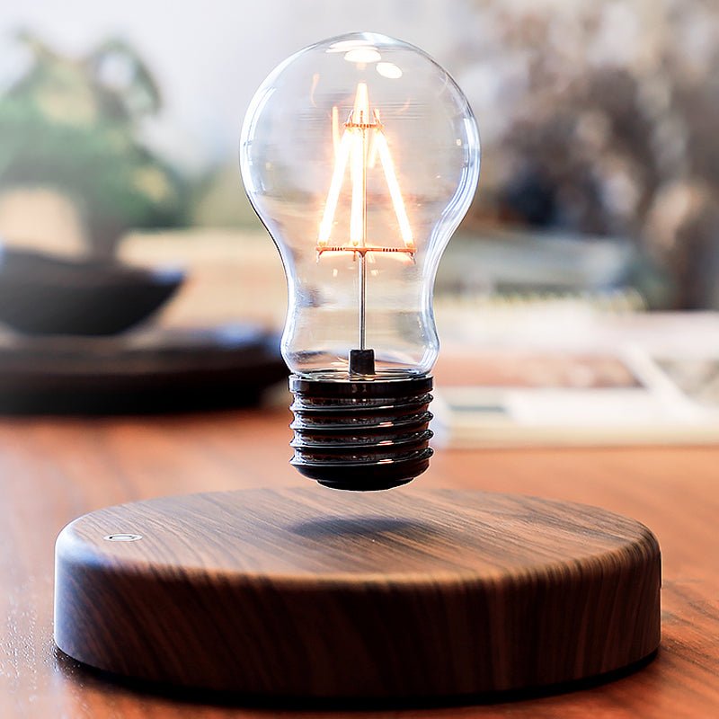 Magnetic Levitation Light Bulb – Rotating, Cyberpunk Style, Wooden Base - Cyberpunk Style