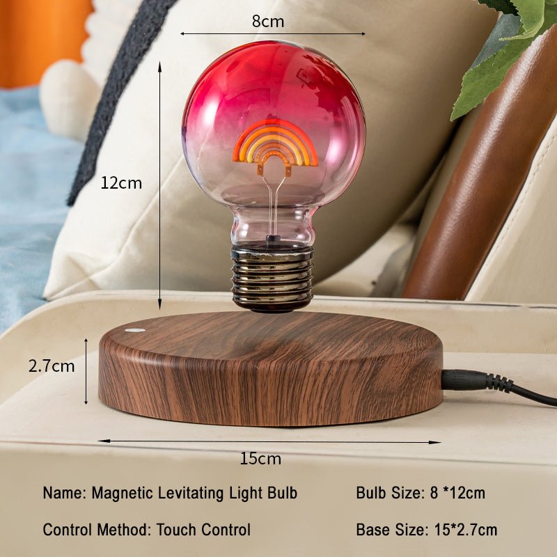 Rainbow Magnetic Levitation Bulb – Cyberpunk Style, Wooden Base, Colorful Light - Cyberpunk Style