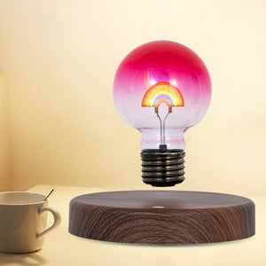 Rainbow Magnetic Levitation Bulb – Cyberpunk Style, Wooden Base, Colorful Light - Cyberpunk Style