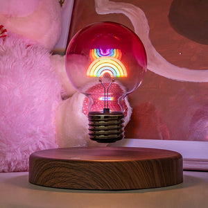 Rainbow Magnetic Levitation Bulb – Cyberpunk Style, Wooden Base, Colorful Light - Cyberpunk Style