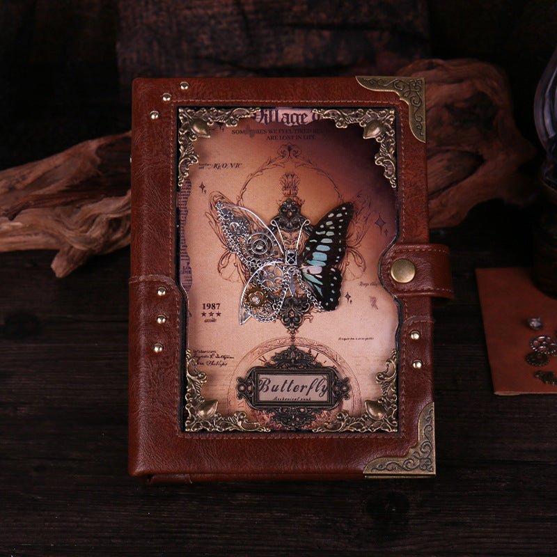 Steampunk Butterfly Notebook – Handmade with Gears & Wings - Cyberpunk Style