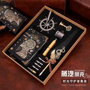 Steampunk Gear Notebook Set - Vintage Design with Handmade Gears & Pen - Cyberpunk Style