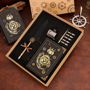 Steampunk Gear Notebook Set - Vintage Design with Handmade Gears & Pen - Cyberpunk Style