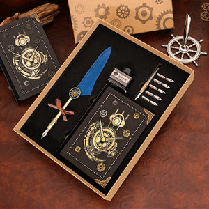 Steampunk Gear Notebook Set - Vintage Design with Handmade Gears & Pen - Cyberpunk Style