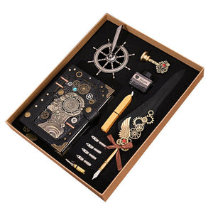 Steampunk Gear Notebook Set - Vintage Design with Handmade Gears & Pen - Cyberpunk Style