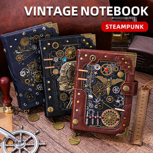 Steampunk Gear Notebook Set - Vintage Design with Handmade Gears & Pen - Cyberpunk Style