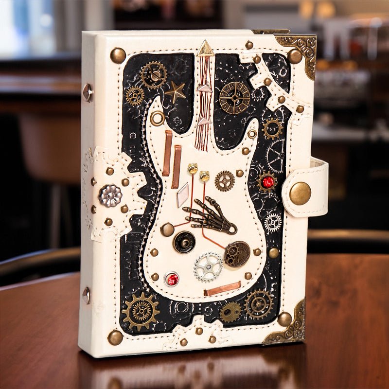 Steampunk Guitar Notebook - Unique Design for Art and Style Lovers - Cyberpunk Style