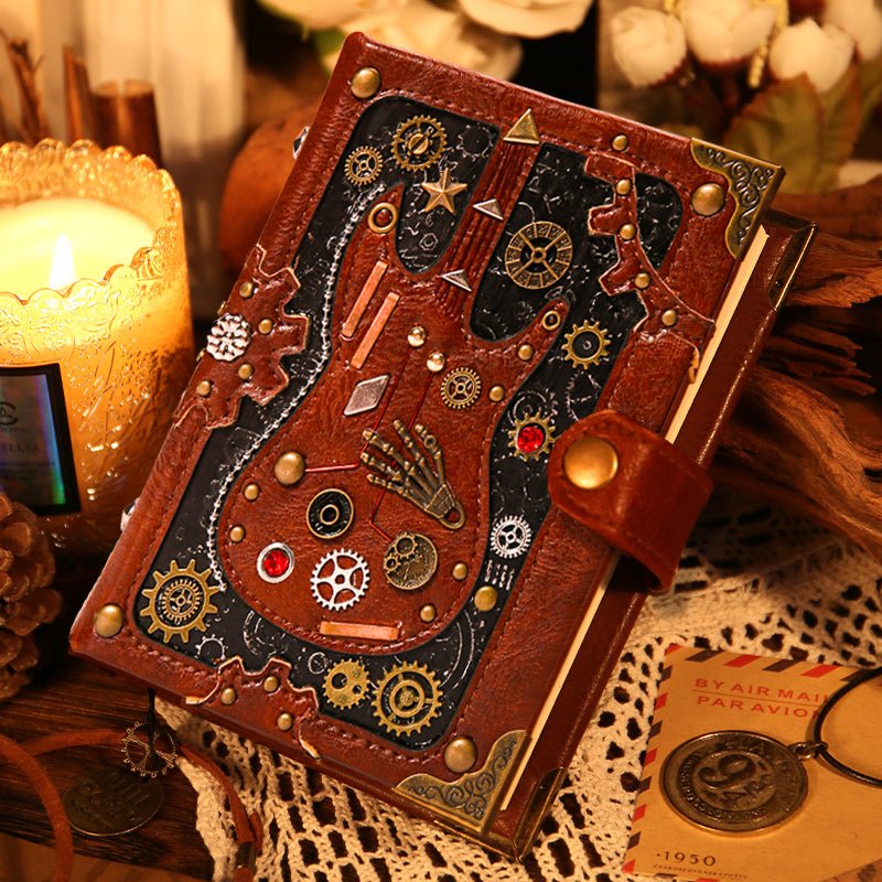 Steampunk Guitar Notebook - Unique Design for Art and Style Lovers - Cyberpunk Style