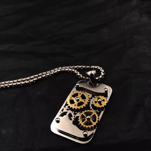 Steampunk Rectangular Necklace - Gear - Inspired Stylish Design - Cyberpunk Style